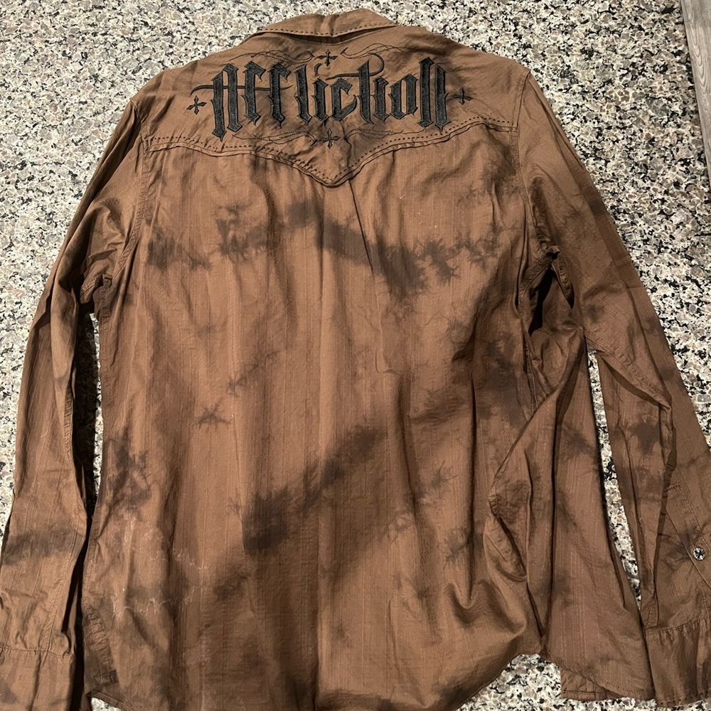 Affliction Tie-Dye Brown Shirt Jacket